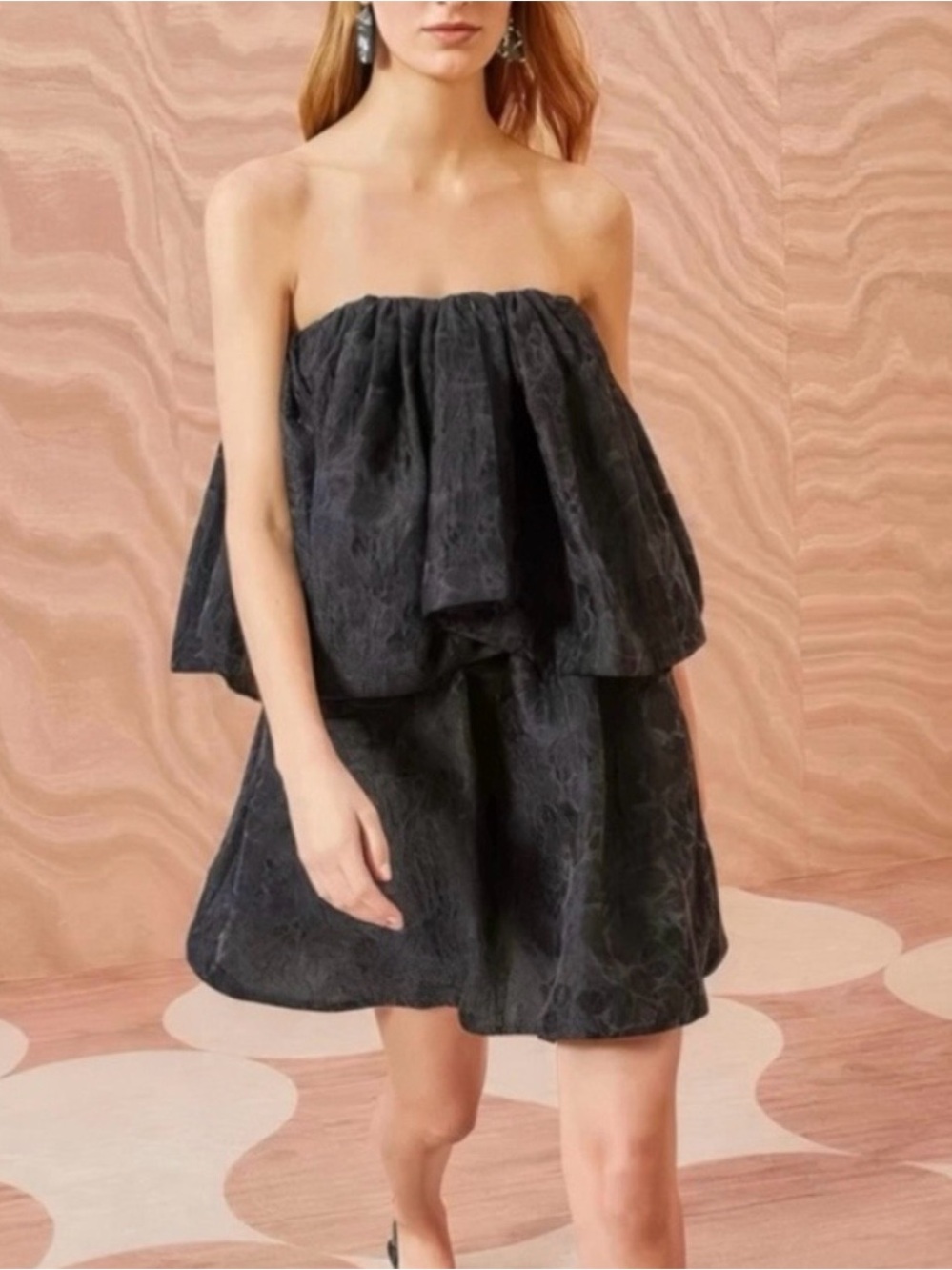Ulla Johnson Oui dress Black Strapless Layered Mini Skirt